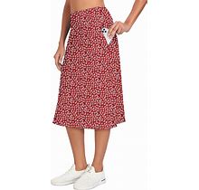 WOWENY Women's Knee Length Skorts Skirts Athletic Skorts With Pockets 24" Midi Length Tennis Golf Modest Skirts