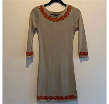 Free People Dresses | Free People | Olive Green Dress W/ Embroidery Detail | Color: Green/Red | Size: Xs