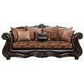 Furniture Of America Eduard Traditional Faux Leather Cushioned Sofa In Brown