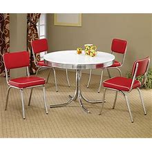 Coaster Cleveland 5 Piece Retro Round Dining Set In White And Red - 2388-2450R-PKG