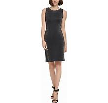 CALVIN KLEIN Embellished Sleeveless Sheath Dress Black 8 $129