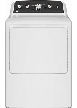 GE - 7.2 Cu. Ft. Gas Dryer With Auto Dry - White With Matte Black