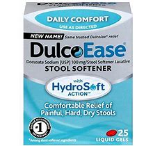 Dulcoease Stool Softener Liquid Gels, 25 Count