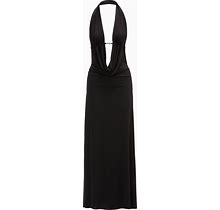Women's Signature Open Back Jersey Black Long Dress | Large | Axel 113