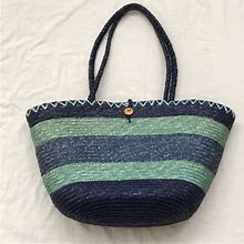 Strand Import Bags | Strand Beach Fashion Wheat Straw Vacation Bag.Euc | Color: Blue/Green | Size: Os