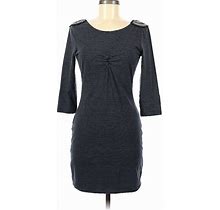 Silence And Noise Casual Dress - Mini Crew Neck 3/4 Sleeve: Gray Marled Dresses - Women's Size Medium