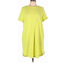 Cherish Casual Dress - Shift Crew Neck Short Sleeves: Yellow Solid Dresses - Women's Size Large