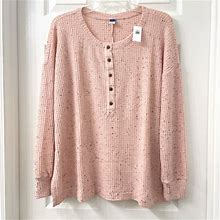 Old Navy Tops | Old Navy Waffle Knit Tunic | Color: Black/Pink | Size: S