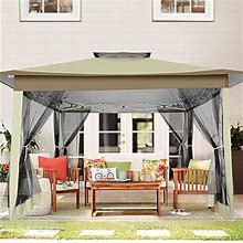 Gazebo 12X12 Pop Up Canopy With Mosquito Net Outdoor Gazebo For Patios Deck Tent Backyard Canopy Gazebo With 4 Ropes, 4 Weights, 8 Stakes, 2 Tiered V