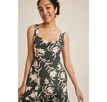 Maurices Women's Sweetheart Floral Tiered Midi Dress Green Size Medium