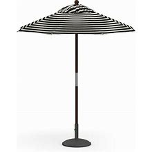 Outdoor 6' Round Umbrella Canopy, High Performance Stripe Vintage Stripe Charcoal | Pottery Barn