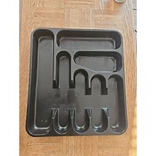 Kitchen Kitchen | Black Plastic 7 Compartment Kitchen Utensil Tray Holder, 16.5' X 14.5' | Color: Black | Size: Os