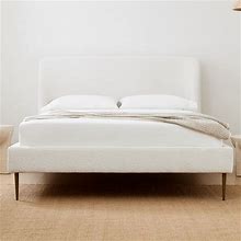 Lana Upholstered Bed, Full, Deco Weave, Pearl Gray, West Elm