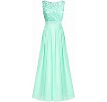 Women Lace Chiffon Embroidered Party Prom Evening Party Sleeveless