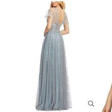Mac Duggal Dresses | Mac Duggal Flutter Sleeve Evening Dress In Great Condition. Dress Wore Once | Color: Blue/Silver | Size: 6
