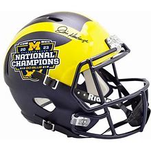 Jim Harbaugh Michigan Wolverines Autographed College Football Playoff 2023 National Champions Logo Riddell Speed Authentic Helmet