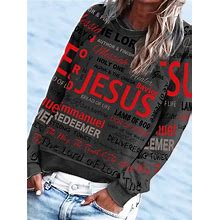 Jesus Letter Printing Loosen Sweatshirt Black/XXL
