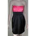 Dots Strapless Pink Black Satin Party Cocktail Evening Dress Size 7/8