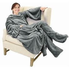 Catalonia Wearable Fleece Blanket With Sleeves And Foot Pockets For