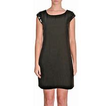 Laundry Black Crepe Embellished Cap Sleeves Shift Party Dress 4 $245