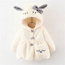 Winter Newborn Baby Girls' Clothes Outfits Hooded Rabbit Ears Outerwear For Girls' Baby Clothing 1st Birthday Christmas Coats