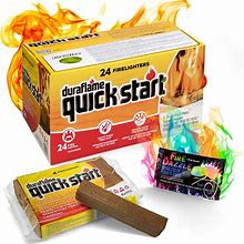 Quickstart Fire Starter For Indoor And Outdoor Use - Quick Ignition Fire Starter Logs For BBQ, Fireplace, Fire Pit And Campfires (24 Pack) - With 1