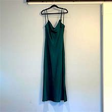 Express Dresses | Satin Cowl Neck Midi Slip Dress | Color: Green | Size: Xs