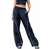 EVALESS Wide Leg Cargo Pants For Women Baggy Lightweight Drawstring Jogger Pants Trousers With Pockets