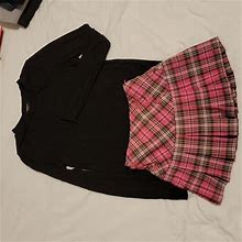 Forever 21 Matching Sets | Girls Clothes 7/8 Top And Small Skirt | Color: Black/Pink | Size: 7G
