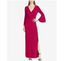 Ralph Lauren $190 Womens New Pink V Neck Bell Sleeve Maxi Dress 8 B+B