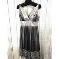 Night Way Women's Sz 8 Silver With Black Tulle Beaded Gown Dress
