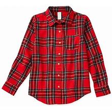 Thereabouts Little & Big Girls Long Sleeve Adaptive Flannel Shirt | Red | Regular Small (7-8) | Shirts + Tops Flannel Shirts | Adaptive