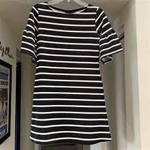 Boohoo Dresses | Boohoo Black And White Stripe Dress W Flare Sleeve | Color: Black/White | Size: 8