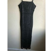 Hourglass Dress Formal Cocktail Evening Black Sparkly Knit Straps Lined Sz S