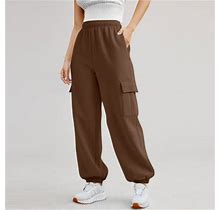Ovticza Cinch Women Sweatpants With Pockets Fleece Fashion Elastic Waist Solid Color Trendy Baggy Pants For Women 2023 High Waist Cinch Bottom Winter