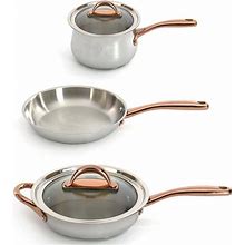 Berghoff Cookware Set 5-Piece 18/10 Stainless Steel In Silver/Gold + Glass Lid