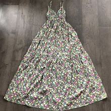 Gap Dresses | Gap 100% Cotton Floral Maxi Dress | Color: Green/Purple | Size: Xs