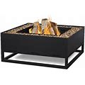 Real Flame Trey Contemporary Steel Metal Wood Burning Fire Pit In Black