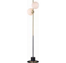 Vesper - 2-Light Floor Lamp In Satin Brass And Black - 26039SWSBRBK - Maxim Lighting