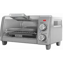 Black+Decker Crisp N Bake Air Fry 4-Slice Toaster Oven, Silver & Black, To1787ss