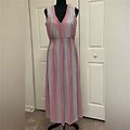 Danny & Nicole Dresses | Danny & Nicole - Sleeveless Striped Midi Fit + Flare Dress (Nwt) | Color: Pink/Silver | Size: 6