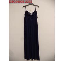 - Venus Plus Size Women's Navy Smocked Lace-Up Dress, Size 3X