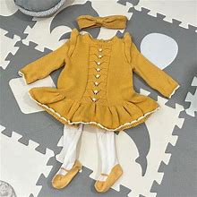 Yellow Knit Baby Dress | Color: White/Yellow | Size: 3-6Mb