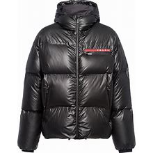 Prada Light Re-Nylon Hooded Puffer Jacket, Men, Black, Size L