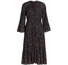 Veronica Beard Women's Shireen Pleated Floral Midi-Dress - Animal Spot - Size 4