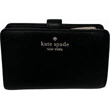 Kate Spade Madison Leather Medium Compact Bifold Wallet Black Kc580 $199