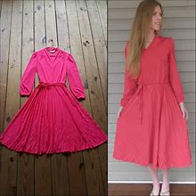 Blair Dresses | Vintage 70'S Cherry Red Pleated Dress | Color: Red | Size: S