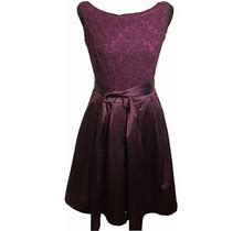 The Limited Womens Maroon Crochet / Satin Cocktail Dress Fit & Flare