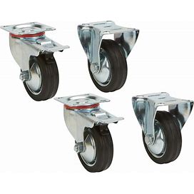 Ironton 3in. Rubber Casters, 4-Pack, 440-Lb. Total Capacity, 110-Lb. Capacity Each