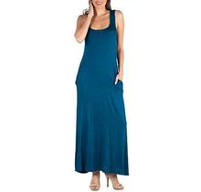 24/7 Comfort Apparel Scoop Neck Sleeveless Maxi Pocket Dress | Blue | Womens 1X | Dresses Maxi Dresses